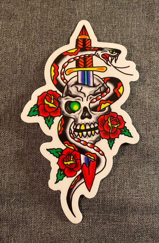 Skull Dagger and Roses